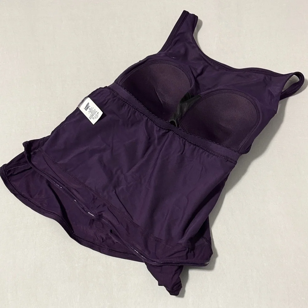 Lands' End Women's Plum High Neck Mesh Top Tankini Swim Top 16W NWT